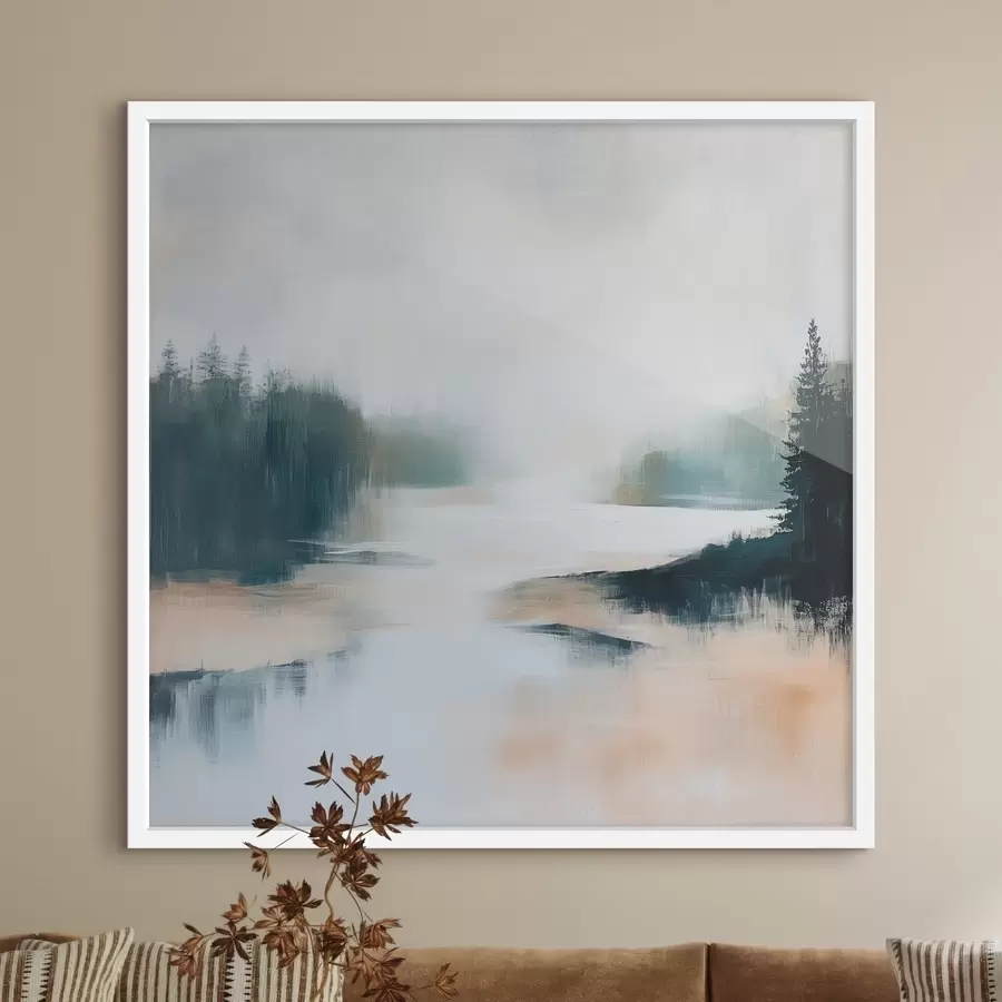 Fototapetai Abstraktus miško peizažas rožiniais ir mėlynais atspalviais, nutapytas šiuolaikiniu tapybos stiliumi f48862