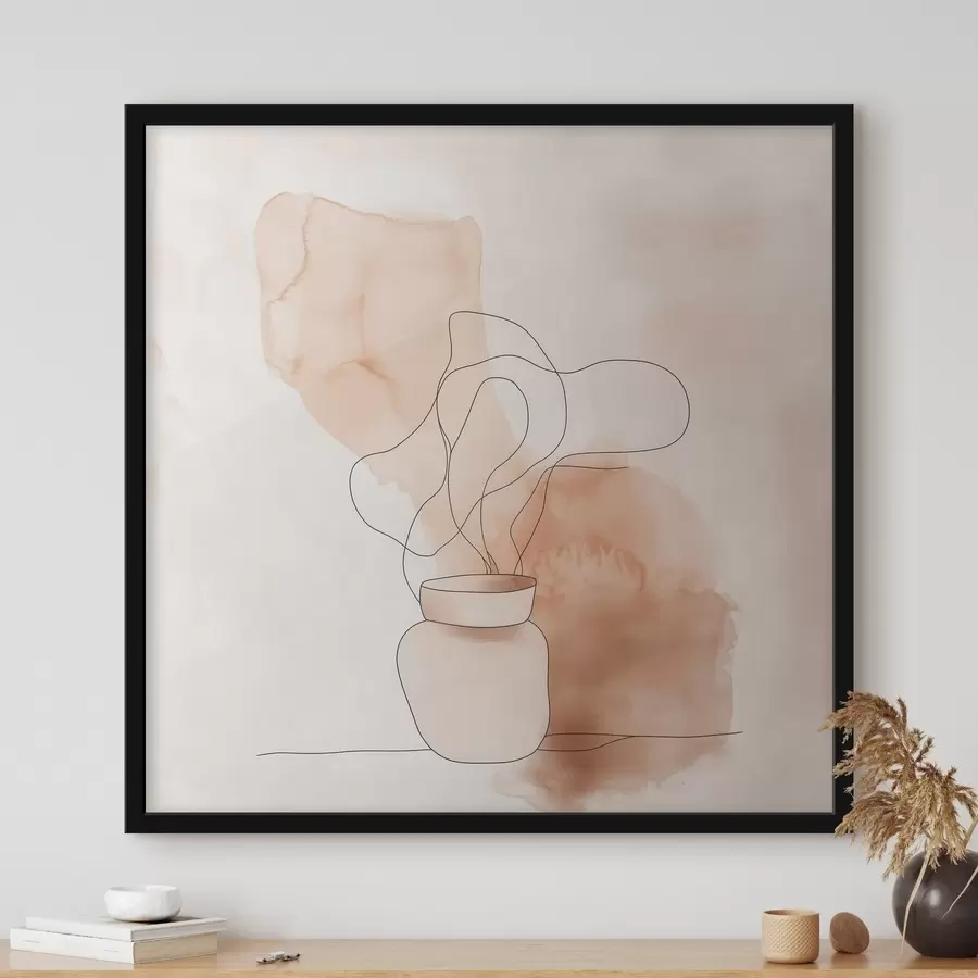 Fototapetai Lakoniška kompozicija su vaza ir grafiškomis linijomis minimalistiniu stiliumi f48869