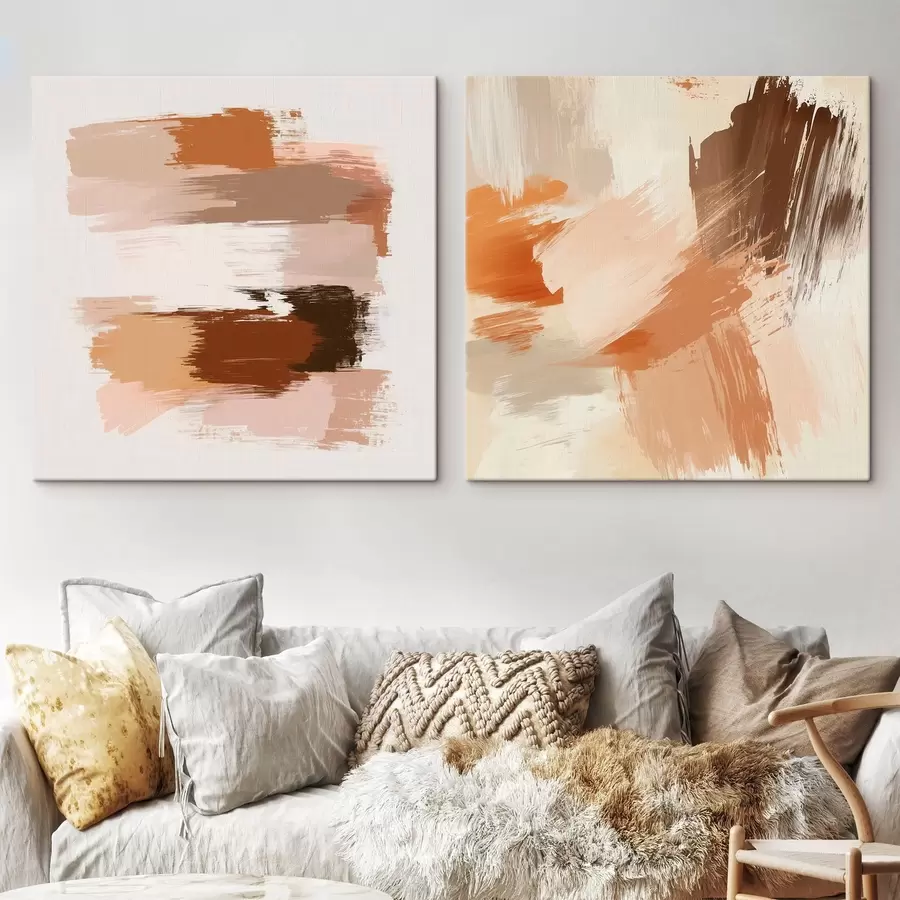 Paveikslėlis Dekoratyvinis menas šiltų rudos ir smėlio atspalvių tonais su tapybinio potėpio efektu m30355