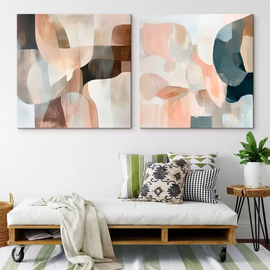 Paveikslėlis Minimalistinė kompozicija smėlio-rožiniais ir pilkais atspalviais, atlikta meniniu stiliumi m30356