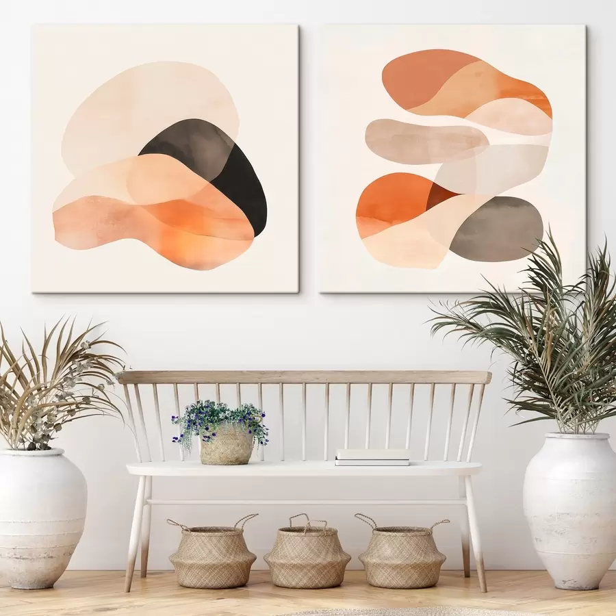 Paveikslėlis Kompozicija iš švelnių, apvalių formų ir subtilų šešėlių, atlikta meniško plakato stiliumi m30358