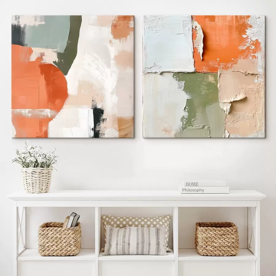 Paveikslėlis Abstrakcija su dažų sluoksniais ir kontrastingais spalvų blokais m30360