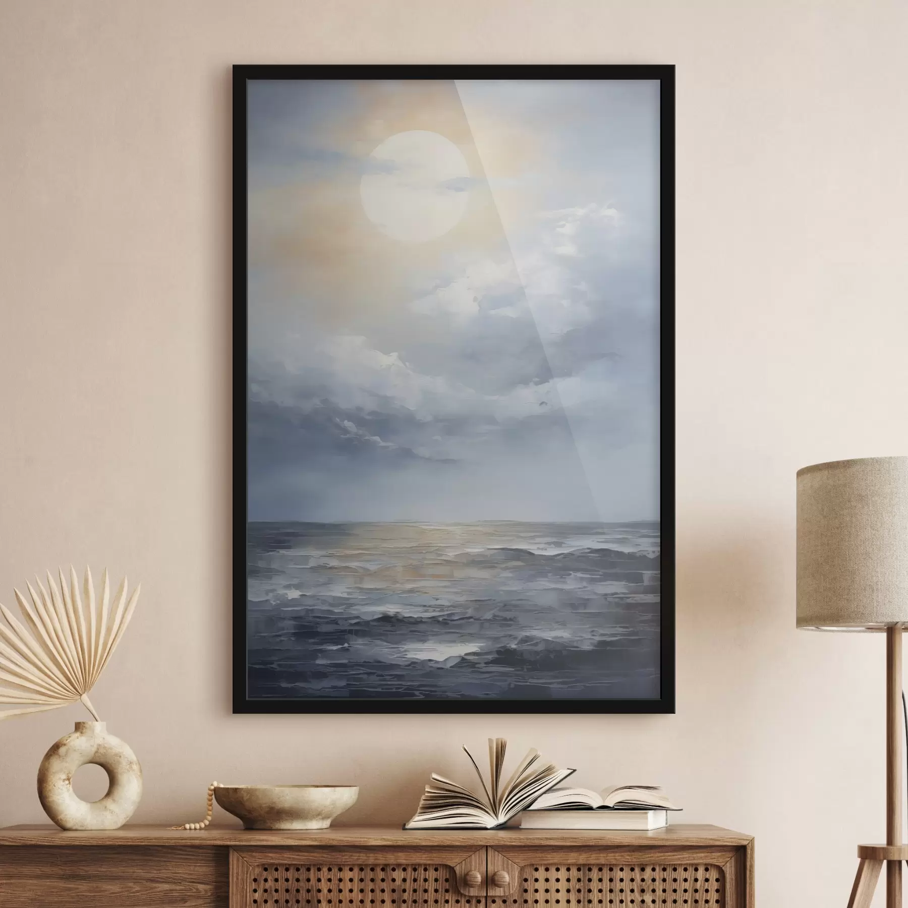 Fototapetai Mėnulis tarp debesų virš jūros f49050