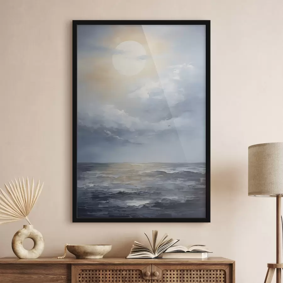 Fototapetai Mėnulis tarp debesų virš jūros f49050
