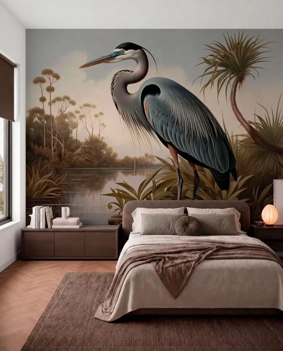 Fototapetai Garnelis prie vandens tarp kranto augalų w05572