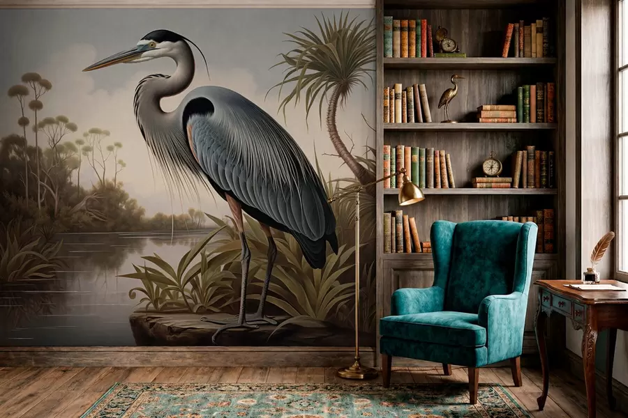 Fototapetai Garnelis prie vandens tarp kranto augalų w05572