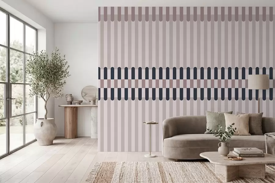 Fototapetai Juostuotas raštas kreminės ir tamsiai mėlynos spalvų tonais w05150v2