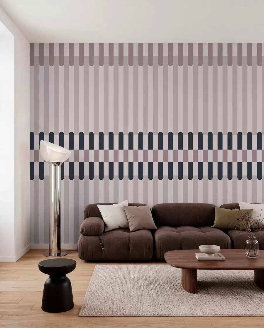 Fototapetai Juostuotas raštas kreminės ir tamsiai mėlynos spalvų tonais w05150v2