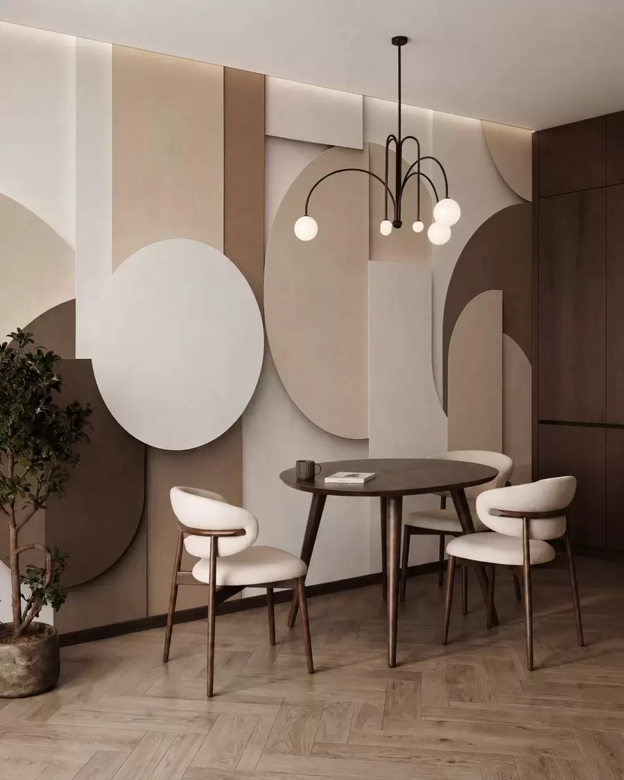 Fototapetai Tekstūruotos smėlio spalvos geometrinės figūros, sudarančios daugiasluoksnę 3D kompoziciją – minimalistinis šiuolaikinis sienų dekoras w05598