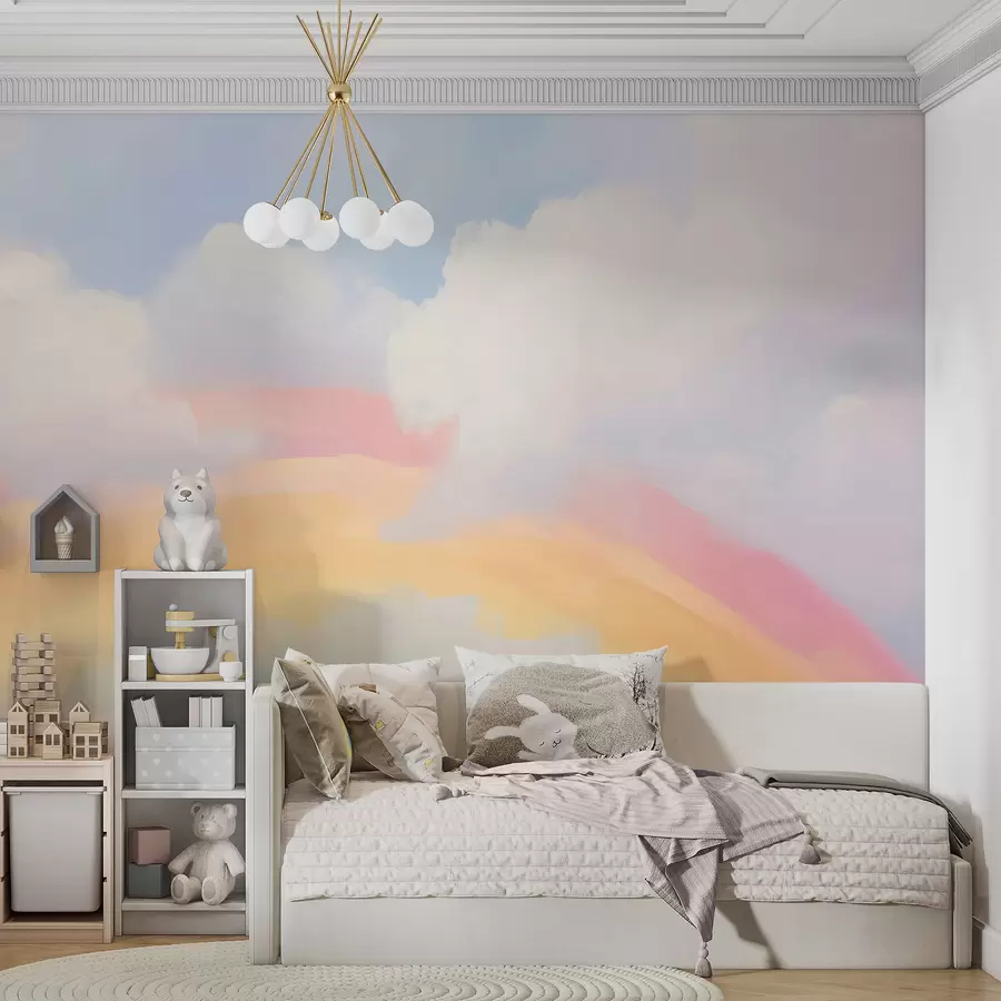 Fototapetai Abstrakti vaivorykštė tarp debesų – tapybos imitacija w05592