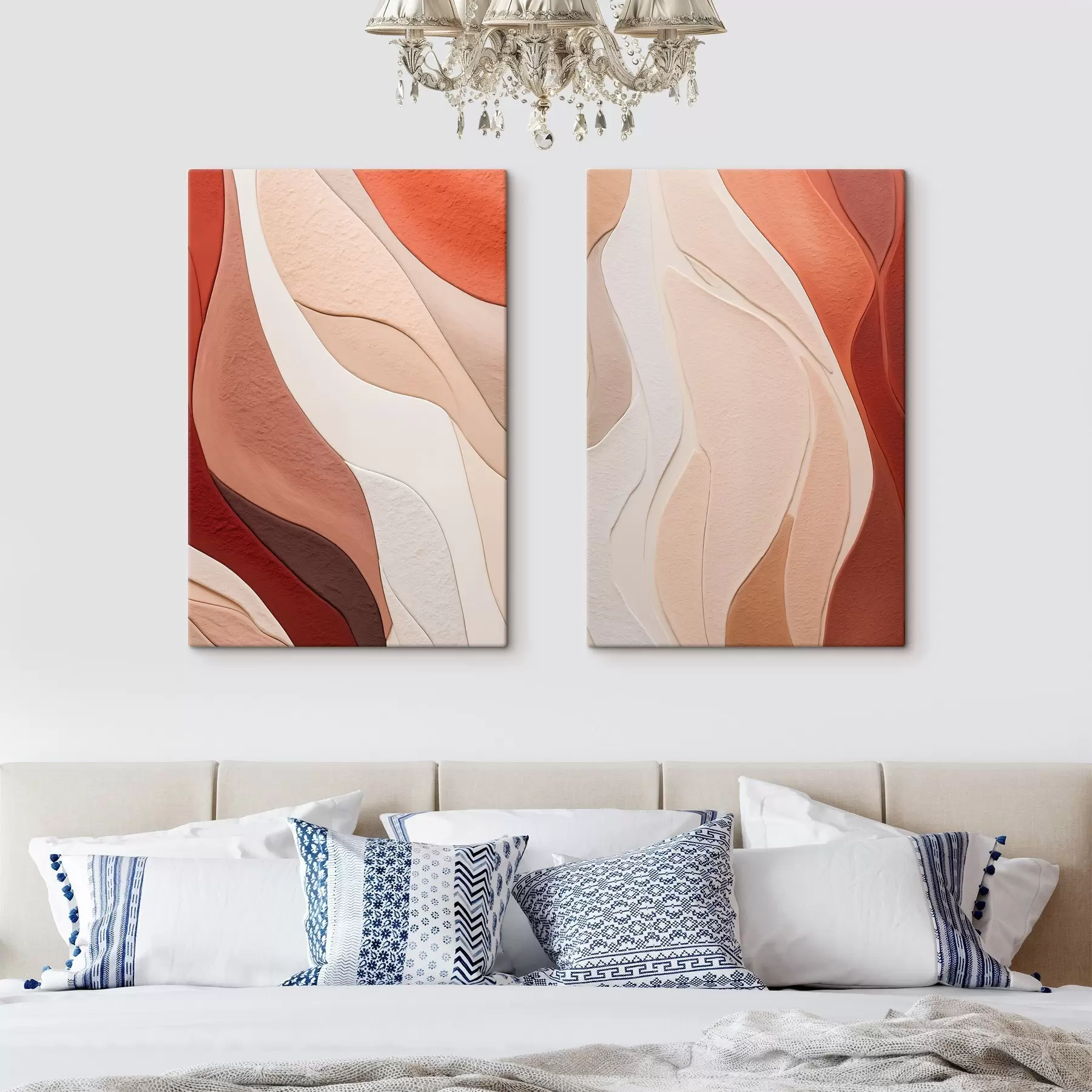 Paveikslėlis Abstrakčios banguotos tekstūrų sluoksniai terakotos, smėlio ir kreminės spalvų atspalviais m30481