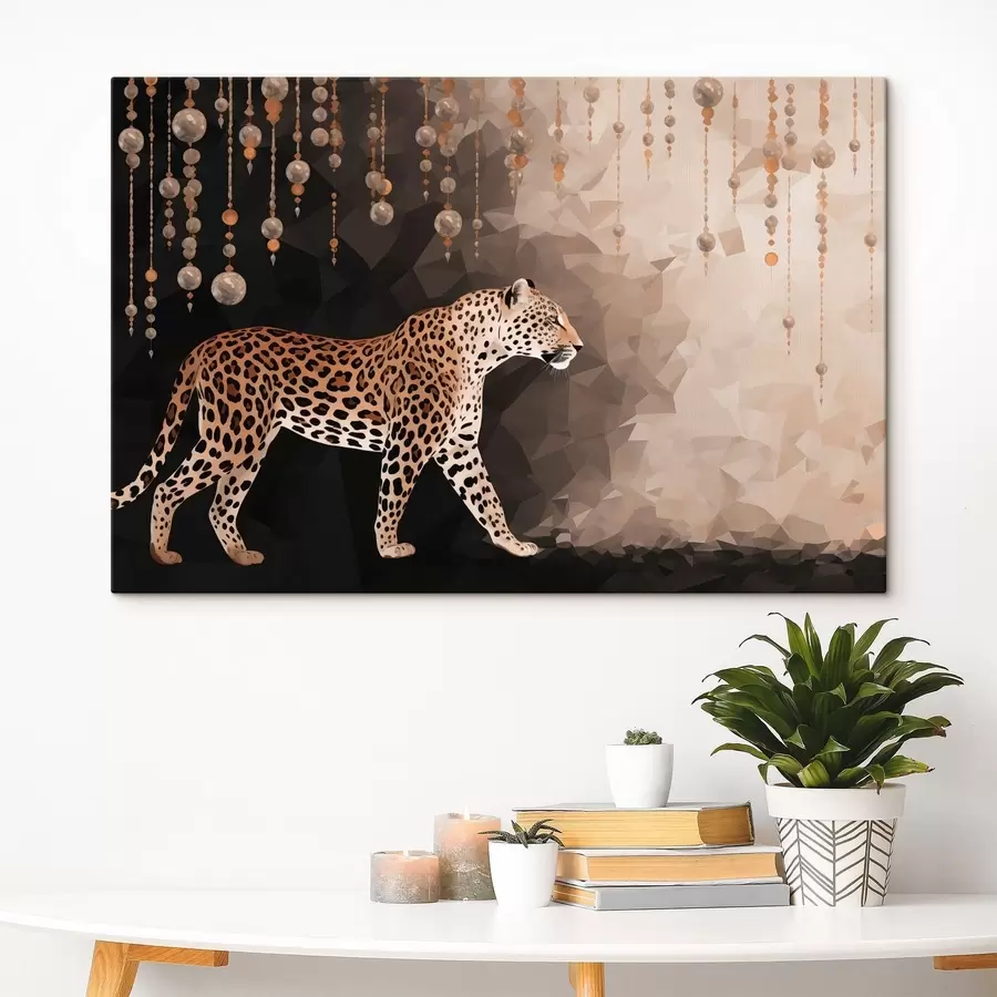 Paveikslėlis Leopardas su geometriniu fonu ir kabinamais elementais s49188
