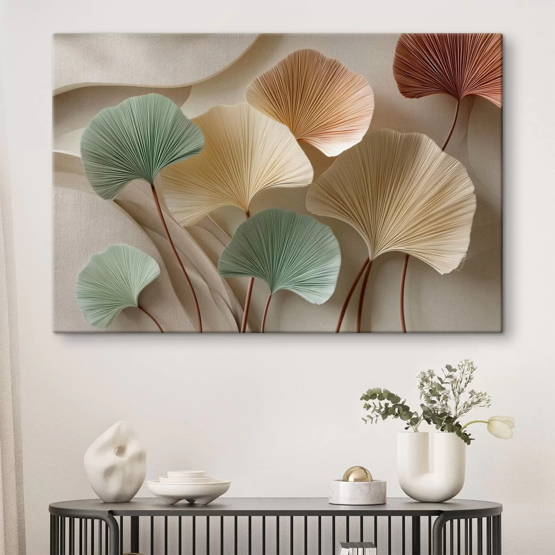 Paveikslėlis Stilizuoti ginkgo lapai ramių atspalvių s49207