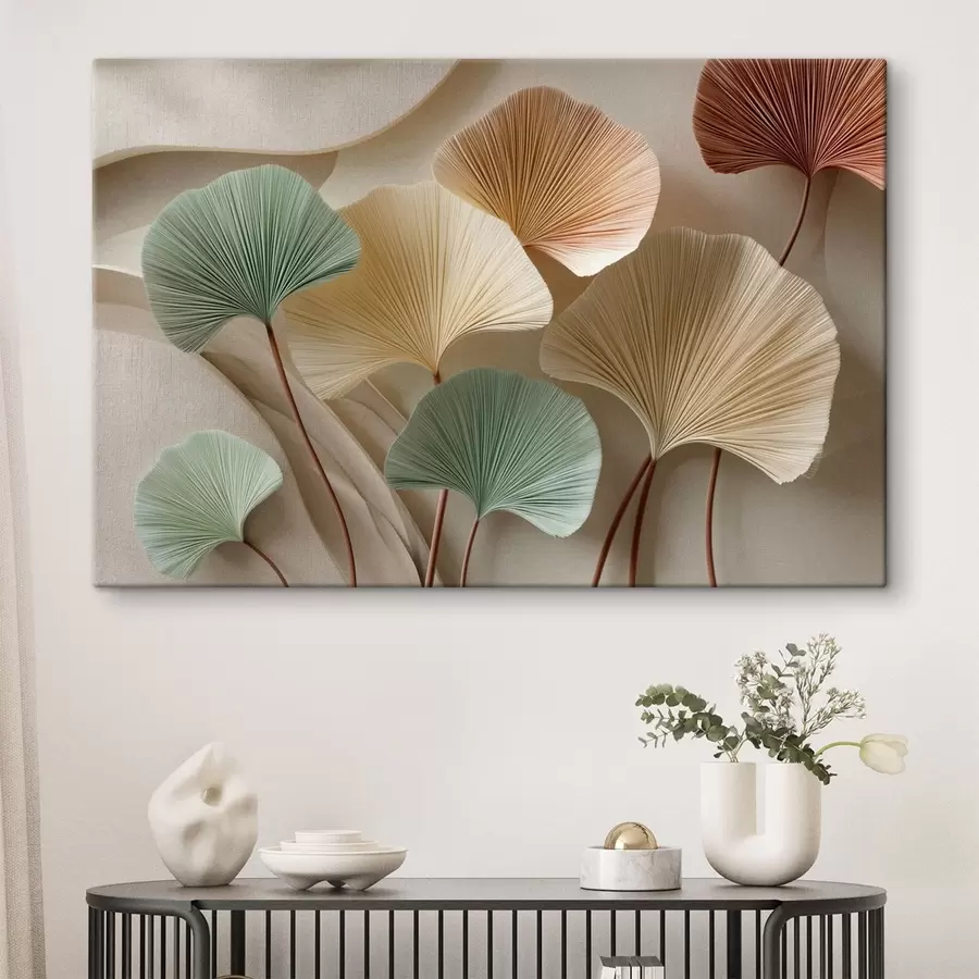 Paveikslėlis Stilizuoti ginkgo lapai ramių atspalvių s49207