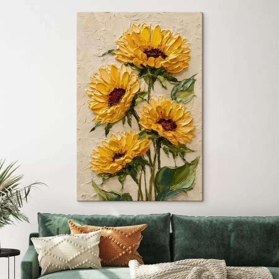 Paveikslėlis Turtingi saulėgrąžų paveikslai, tapyti impasto technika s49231