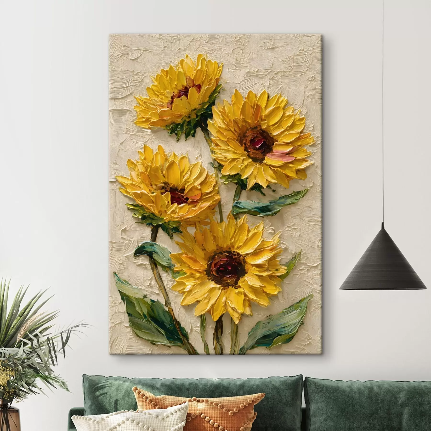 Paveikslėlis Turtingi saulėgrąžų paveikslai, tapyti impasto technika s49232