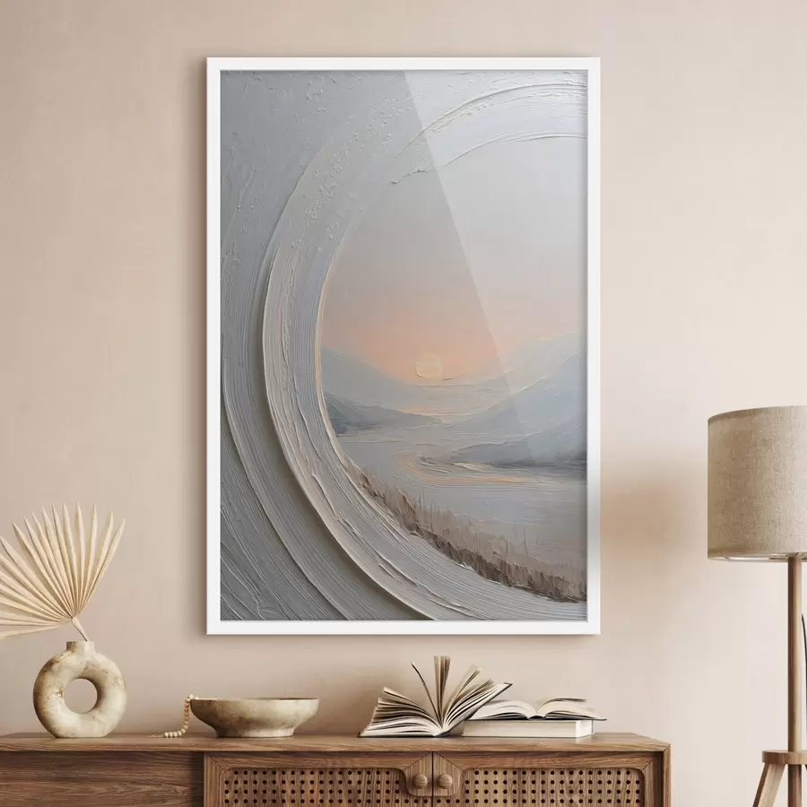 Fototapetai Pejzažo paveikslas apvalioje rėmelyje f49235