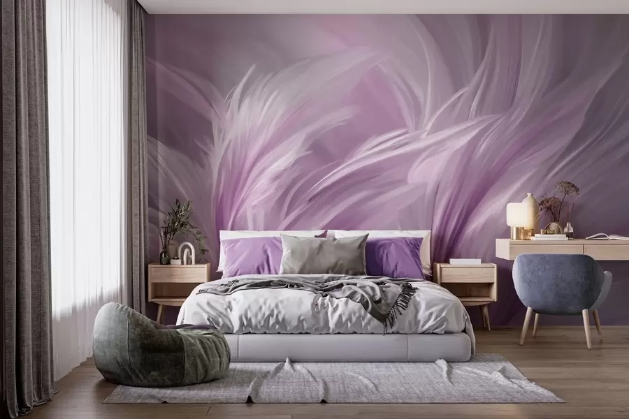 Fototapetai Elegantiškos plunksnos violetinės spalvos atspalviais w05658v2