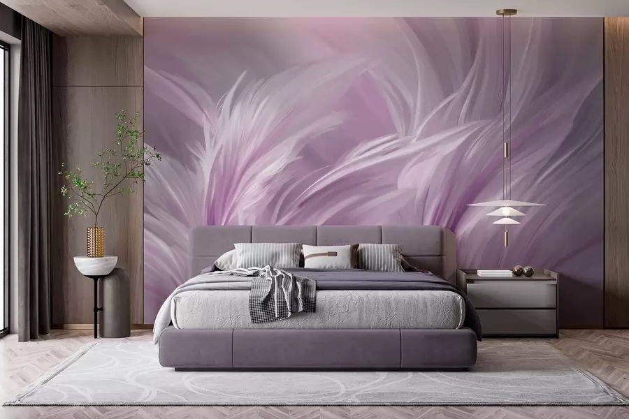 Fototapetai Elegantiškos plunksnos violetinės spalvos atspalviais w05658v2
