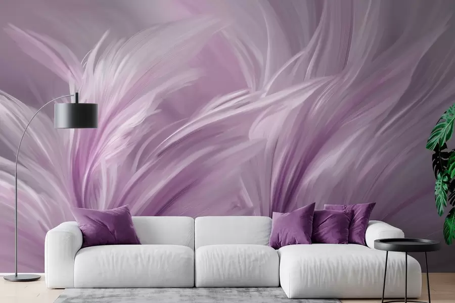 Fototapetai Elegantiškos plunksnos violetinės spalvos atspalviais w05658v2