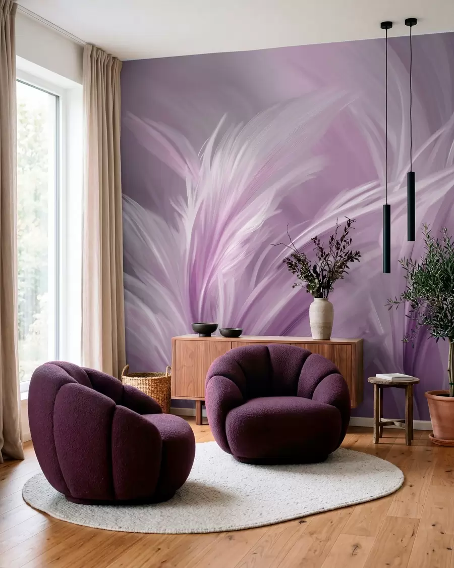Fototapetai Elegantiškos plunksnos violetinės spalvos atspalviais w05658v2