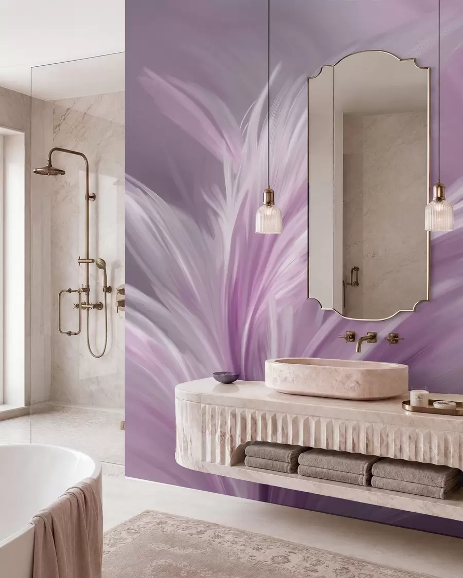 Fototapetai Elegantiškos plunksnos violetinės spalvos atspalviais w05658v2