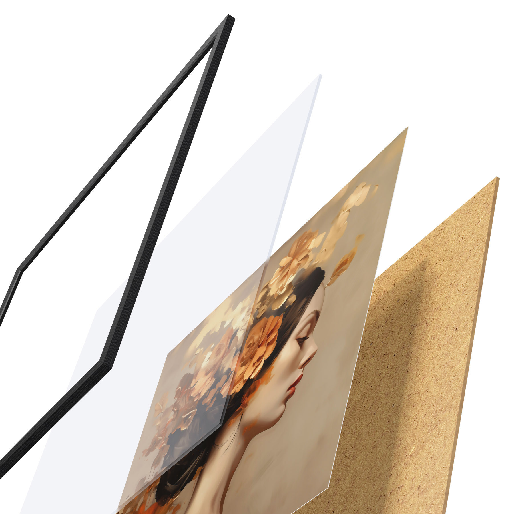 Plakatas Mergina su gėlėmis plaukuose – tapybos reprodukcija f49401