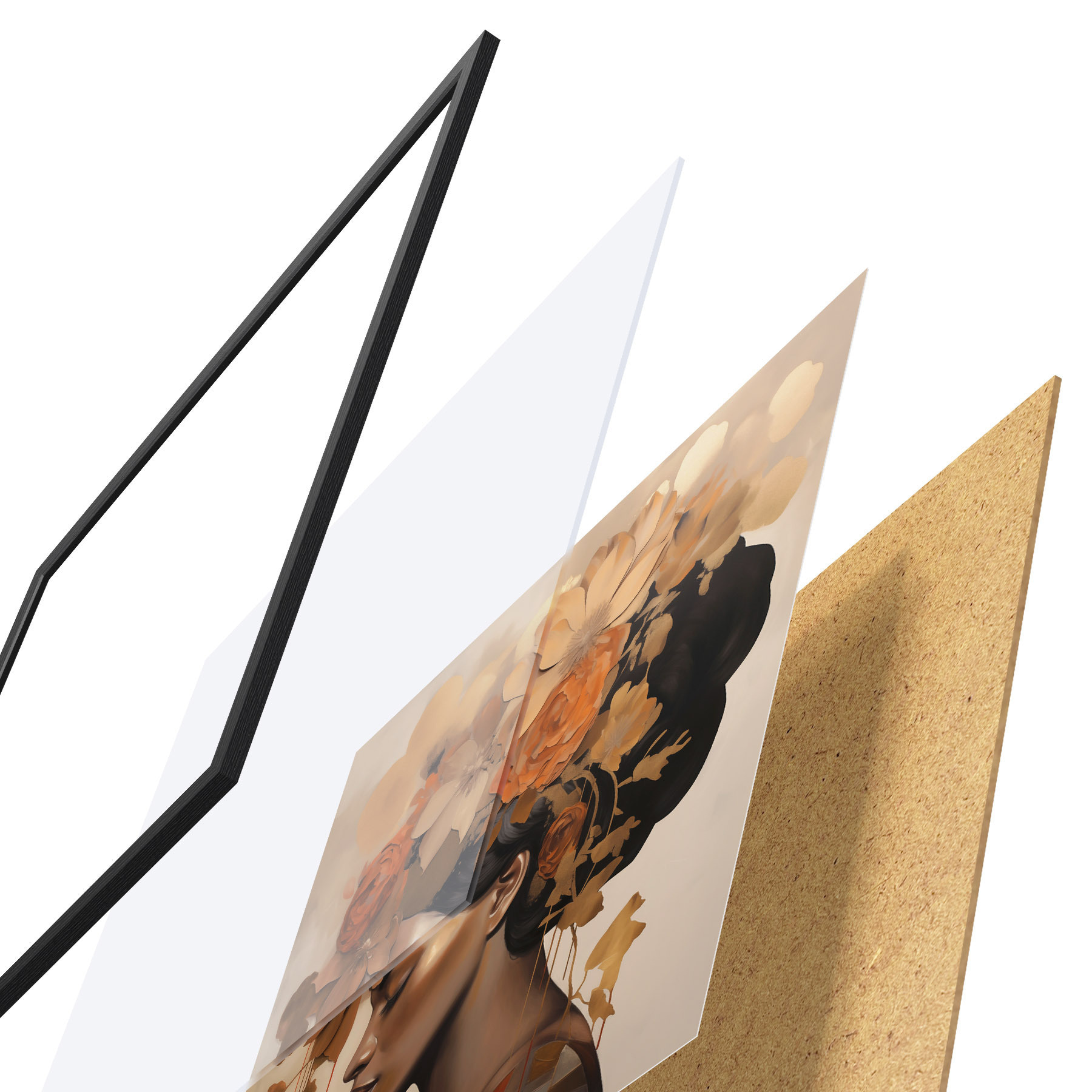 Plakatas Mergina su gėlėmis plaukuose – tapybos reprodukcija f49402