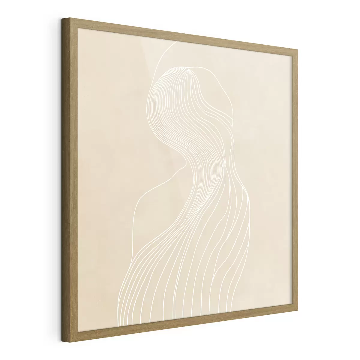 Plakatas Minimalistinio stiliaus abstrakti moters siluetas, nupieštas baltomis linijomis f48875