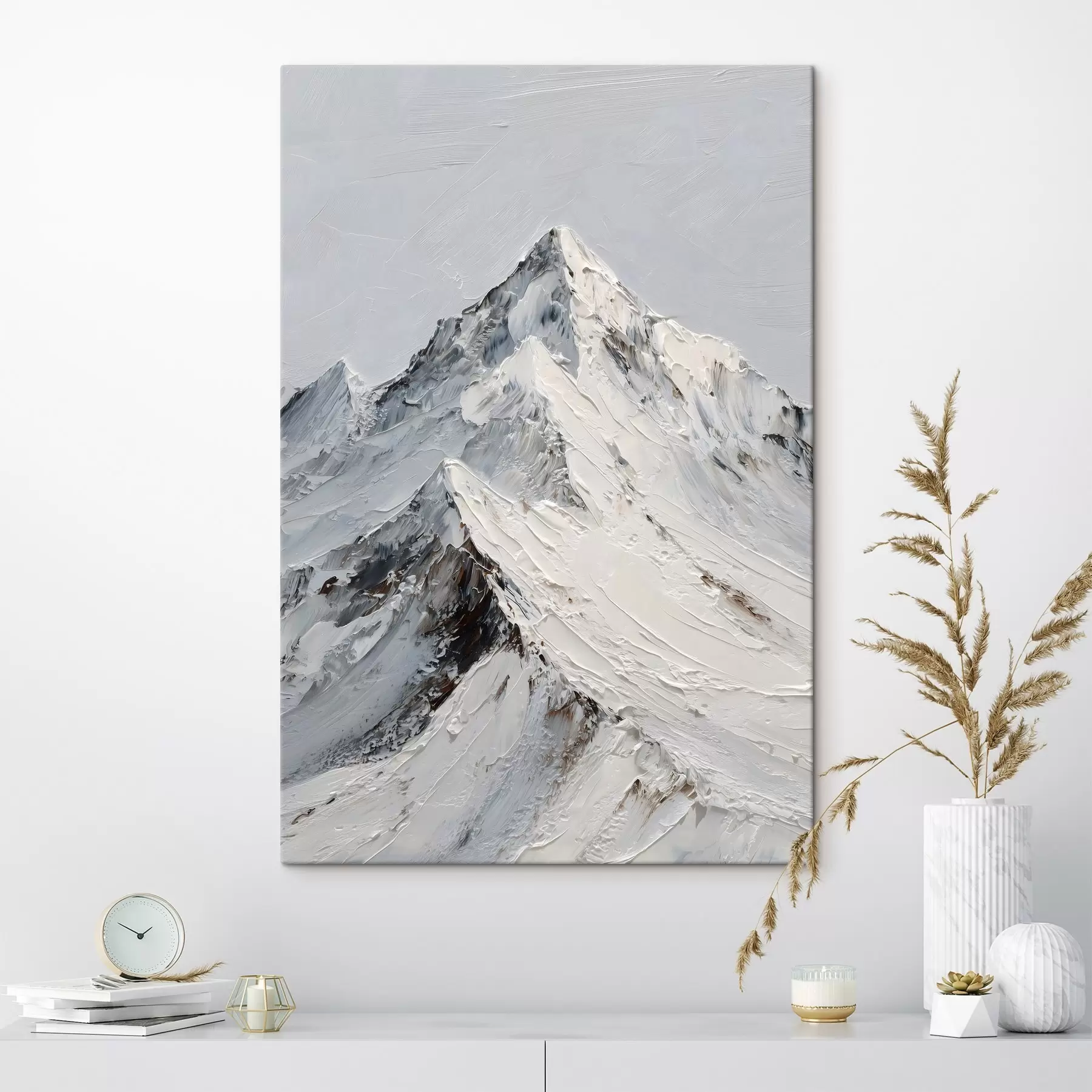 Paveikslėlis Sniegu padengtos kalvos, nutapytos impasto technika s49460