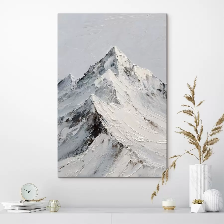 Paveikslėlis Sniegu padengtos kalvos, nutapytos impasto technika s49460
