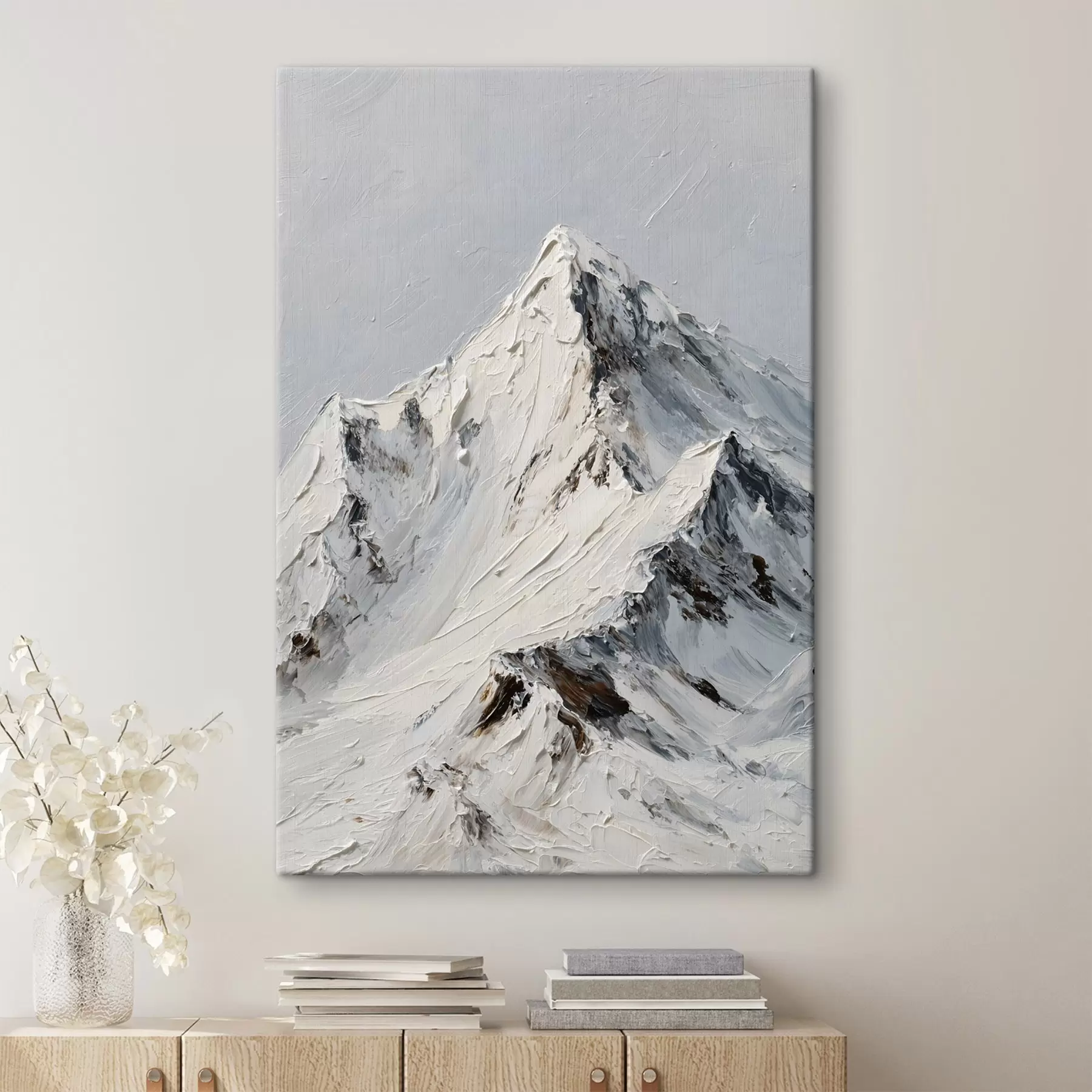 Paveikslėlis Sniegu padengtos kalvos, nutapytos impasto technika s49461