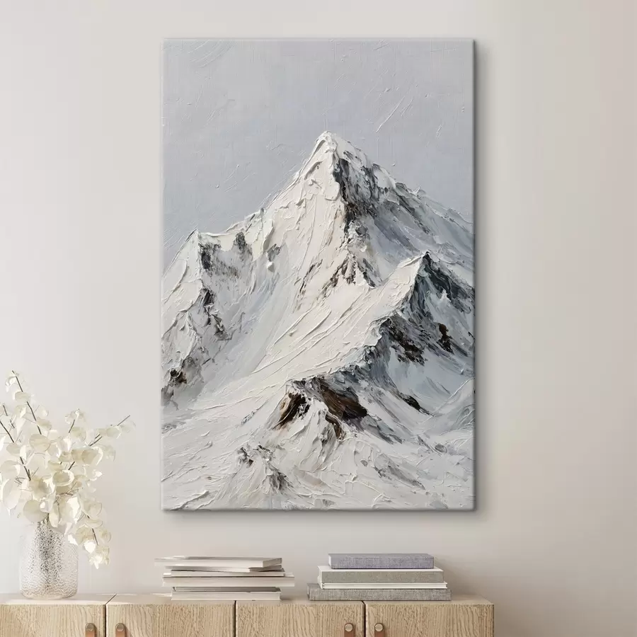 Paveikslėlis Sniegu padengtos kalvos, nutapytos impasto technika s49461