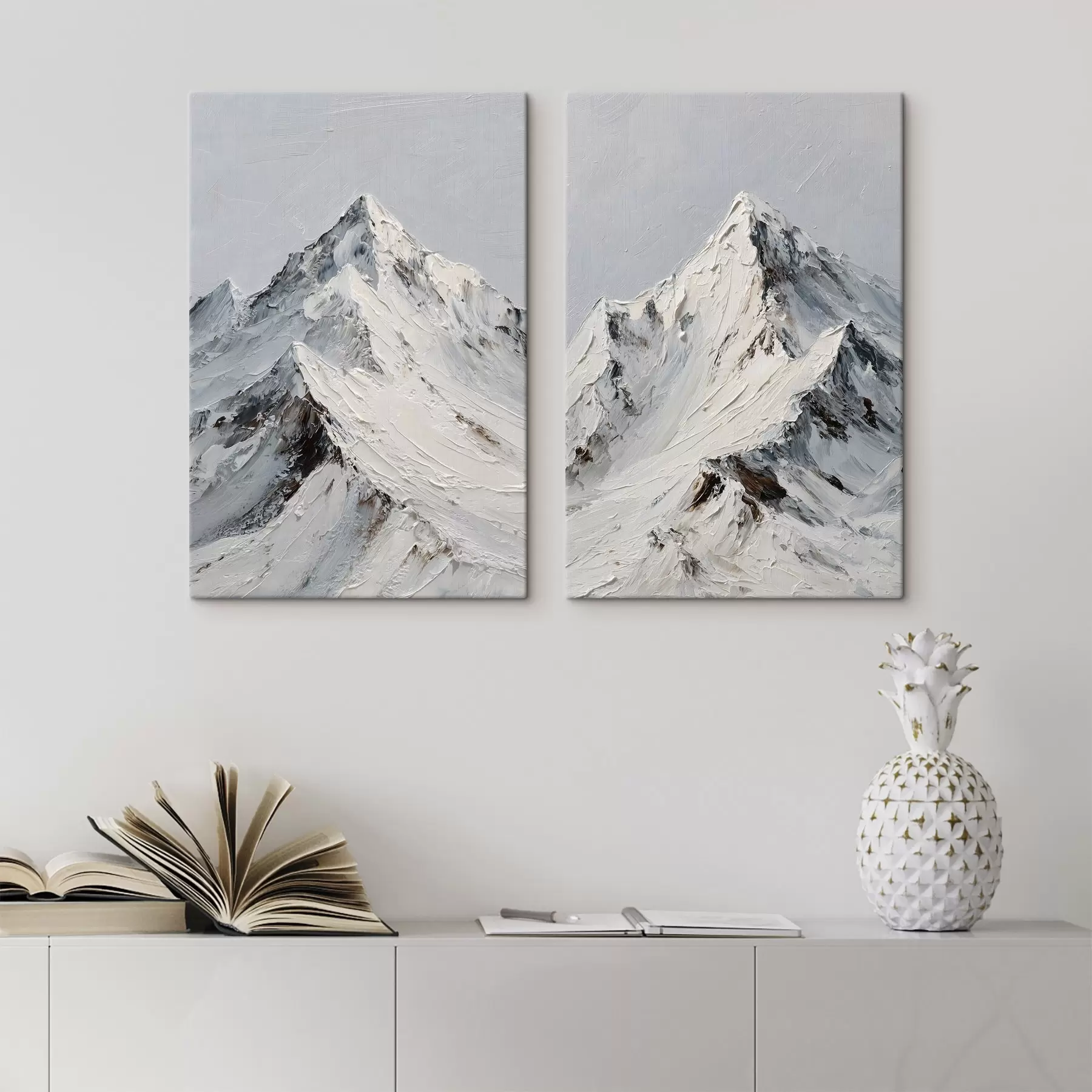 Paveikslėlis Sniegu padengtos kalvos, nutapytos impasto technika m30589