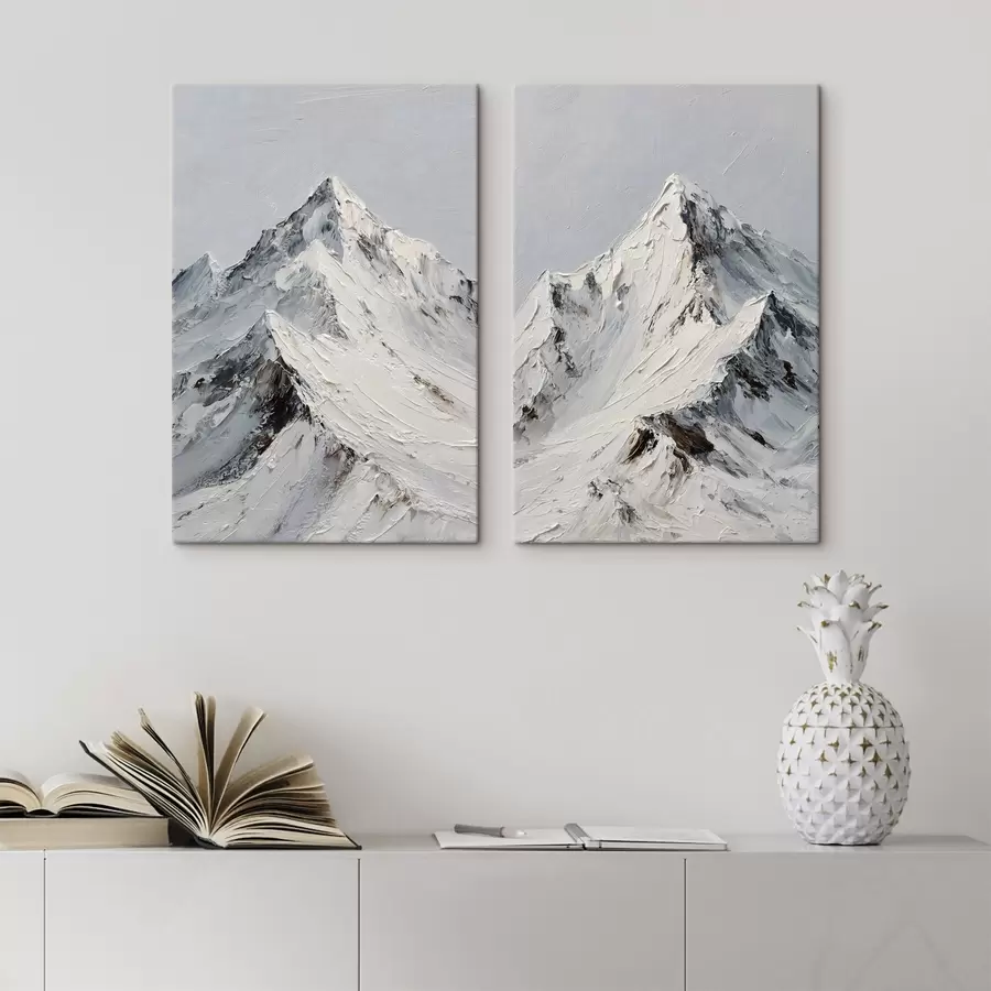 Fototapetai Sniegu padengtos kalvos, nutapytos impasto technika m30589
