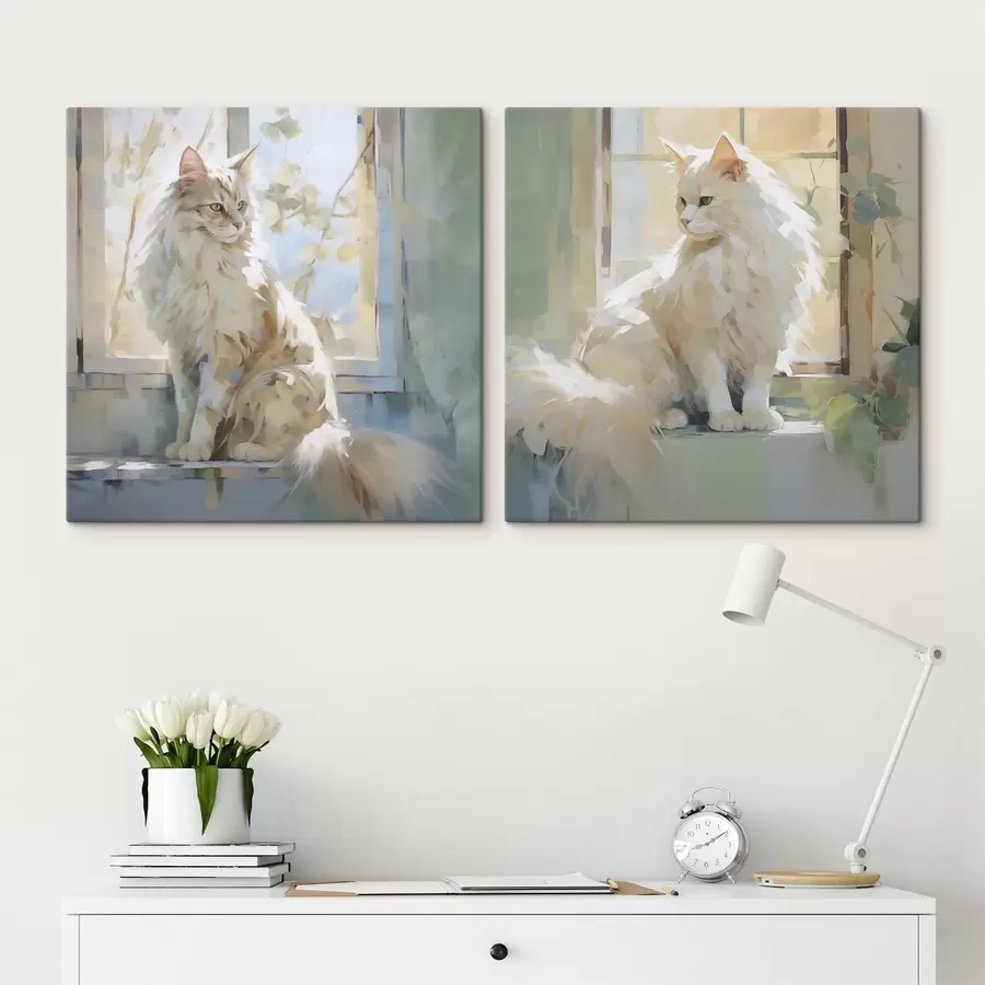 Paveikslėlis Ant palangės sėdinti katė – tai paveikslo imitacija m30625