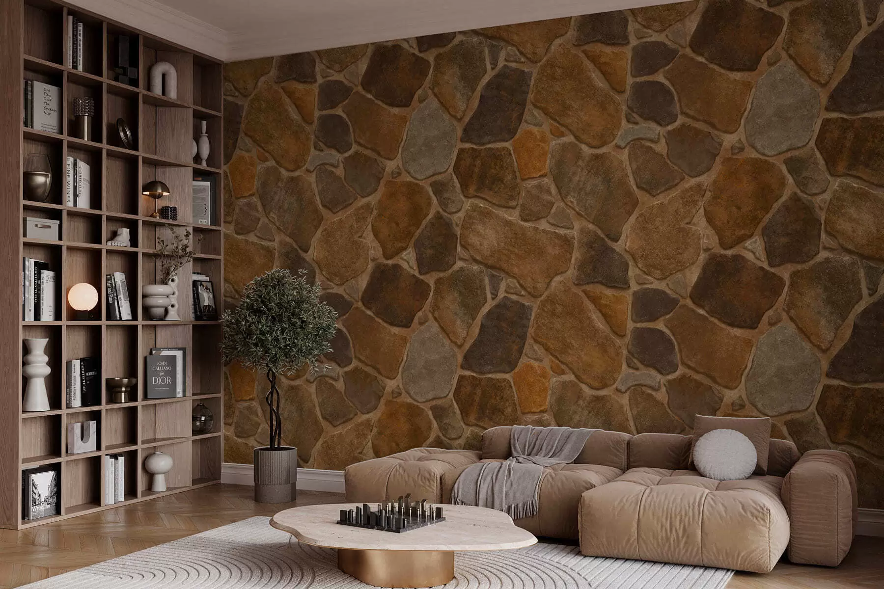 Fototapetai Šiltų atspalvių natūralaus akmens raštas w05691