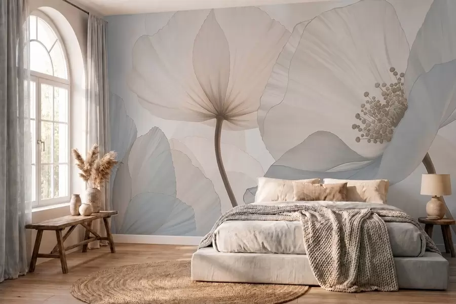 Fototapetai Minkštos, didelės gėlės šviesių pasteliškų atspalvių w05692
