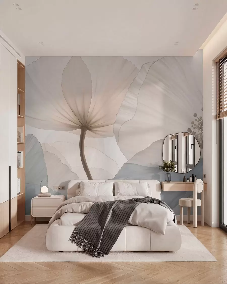 Fototapetai Minkštos, didelės gėlės šviesių pasteliškų atspalvių w05692