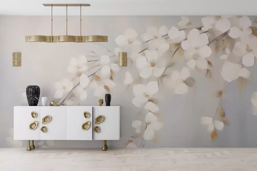 Fototapetai Abstrakti šaka su gėlėmis – paveikslo imitacija w05665