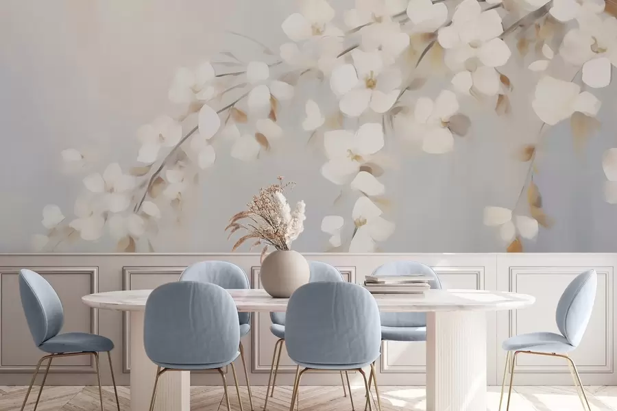 Fototapetai Abstrakti šaka su gėlėmis – paveikslo imitacija w05665
