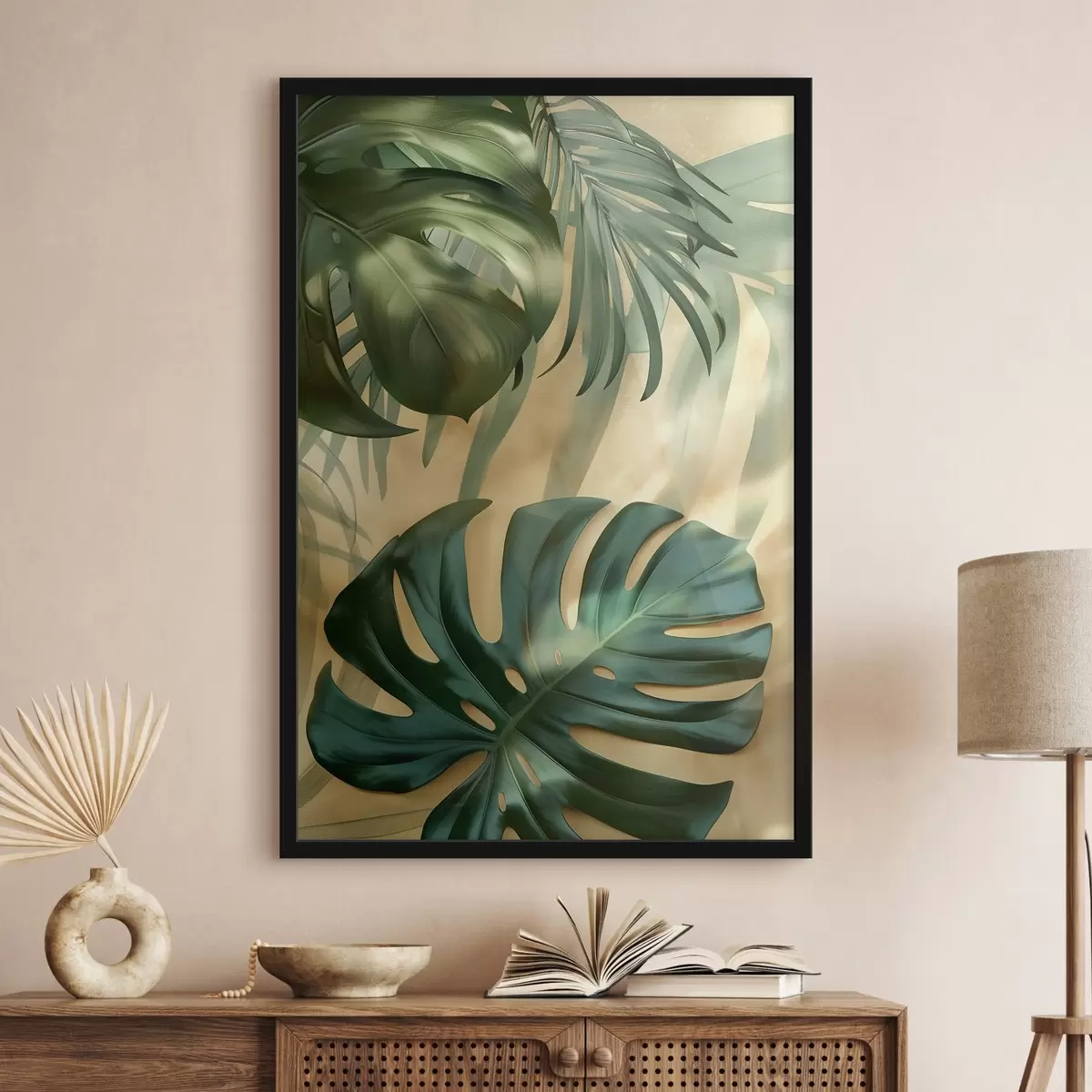 Plakatas Monstera ir atogrąžų augalų lapai f49552