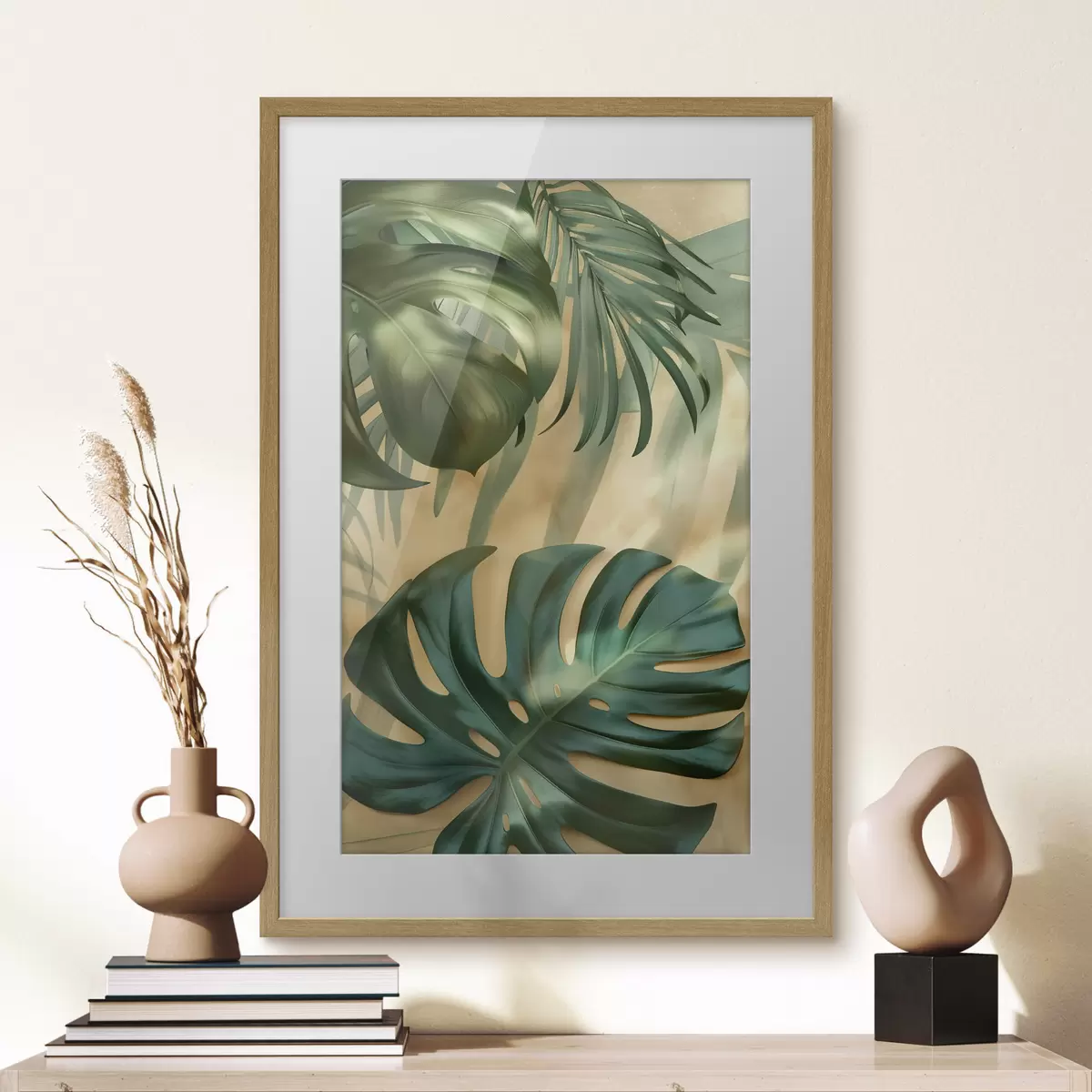 Plakatas Monstera ir atogrąžų augalų lapai f49552