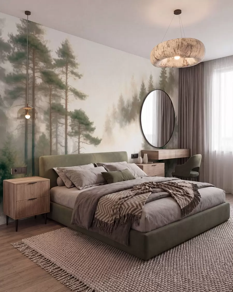 Fototapetai Saulėtekis tarp pušų w09916