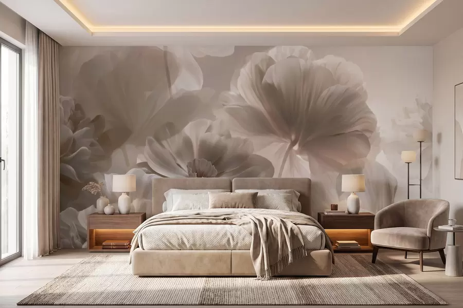 Fototapetai Abstrakčios kreminės spalvos magnolijos žiedlapių iliustracija w09937