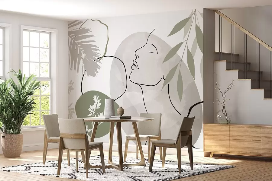 Fototapetai Abstrakcija su augmenija ir veido siluetu w05776v1
