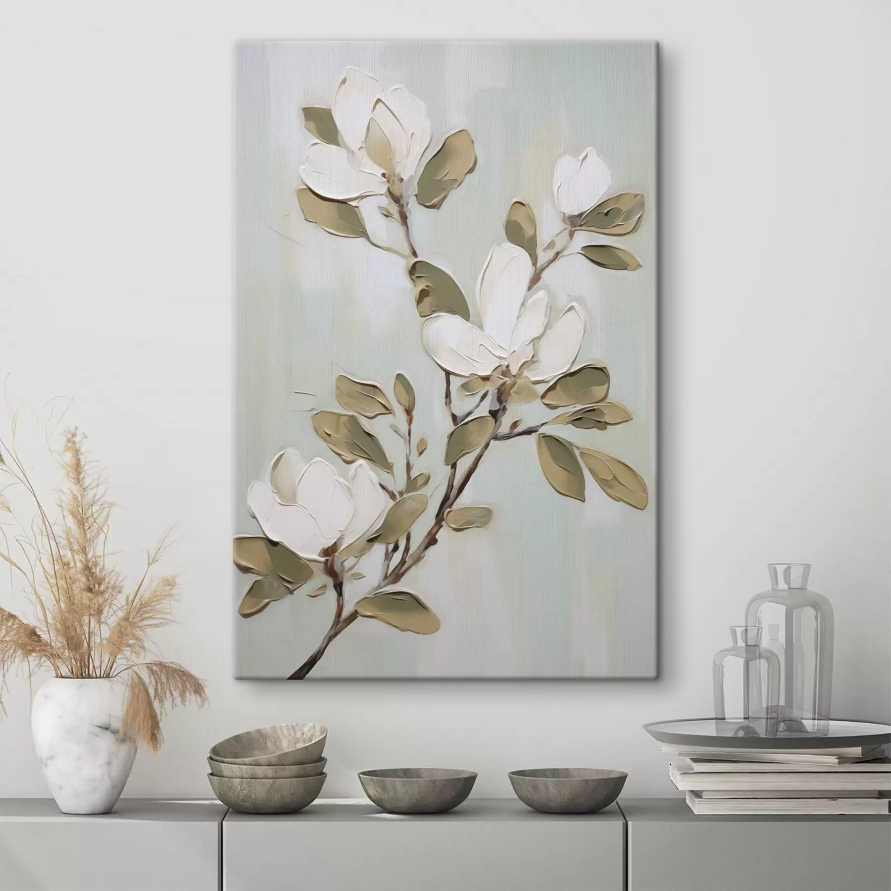 Paveikslėlis Magnolijos žiedų šakelė, paveikslo imitacija s49902
