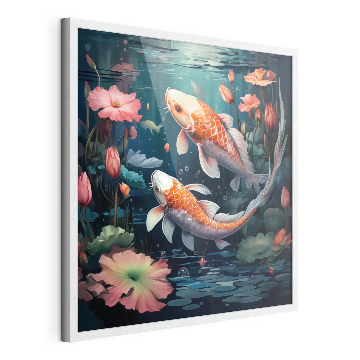 Plakatas Koi karpiai su lotosais f50038