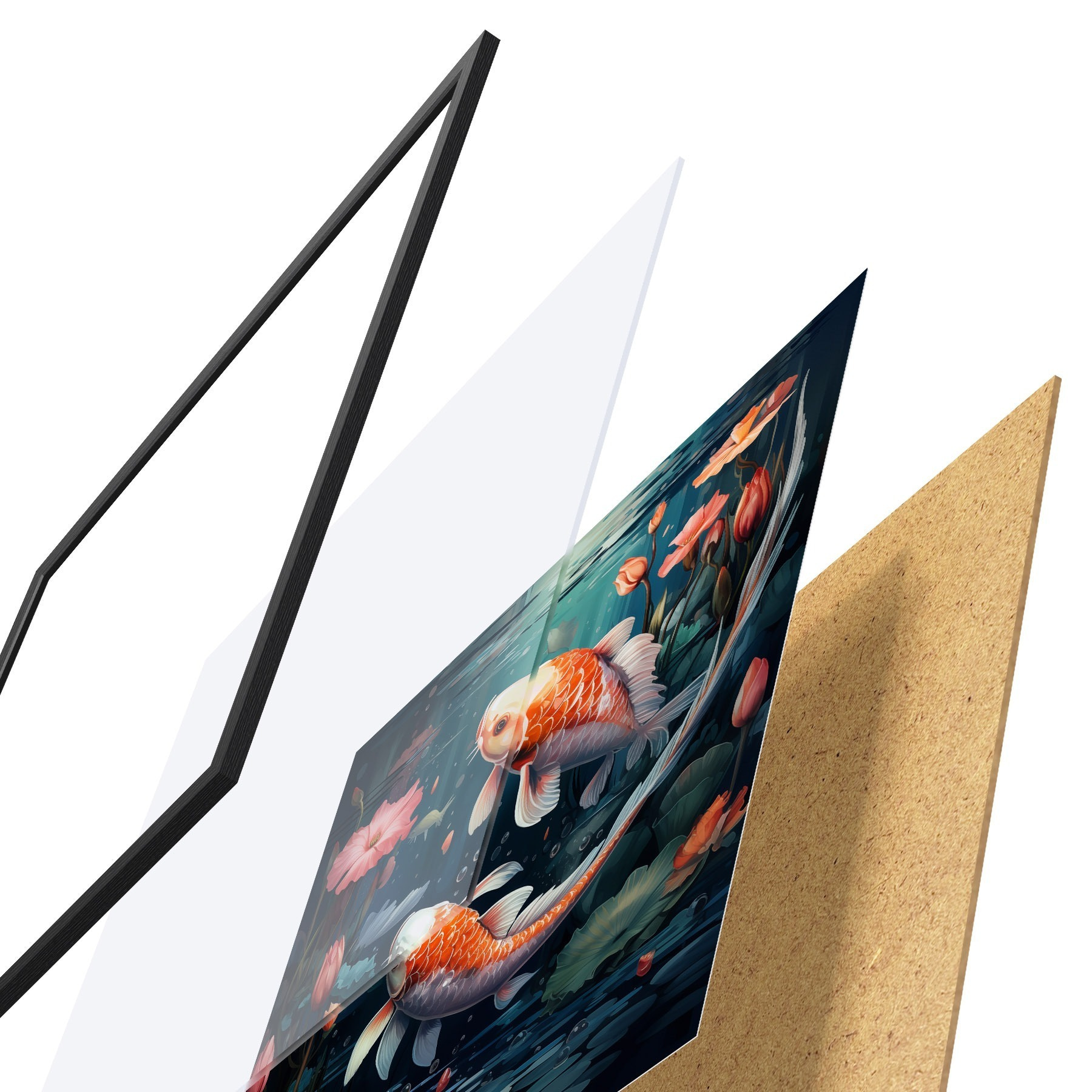 Plakatas Koi karpiai su lotosais f50038