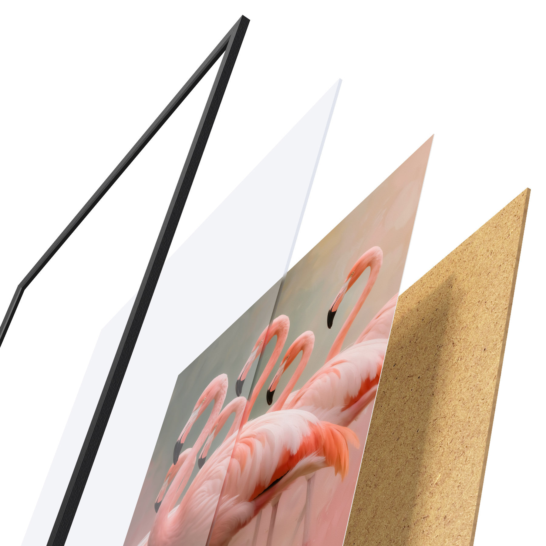 Plakatas Dekoratyvus flamingų pulko portretas, nutapytas šiuolaikiniu tapybos stiliumi f49727
